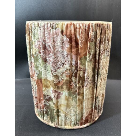 Vintage Croscill Cotswold Pleated Fabric Wastebasket Can W/ Liner & Tissue Cover - Picture 6 of 16